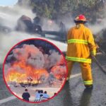 Emergencia en la Troncal de Occidente: Camión cisterna cargado de gasolina se volcó y se incineró en El Piñal, Sucre