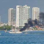 Incendio en muelle turístico de Cartagena generó alarma en el sector de Manga